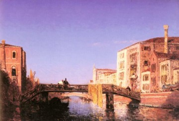 Felix Ziem Painting - Le Pont De Bois A Venise boat Barbizon Felix Ziem